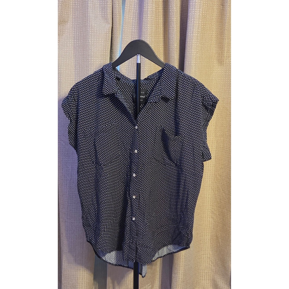 Jachs Girlfriend New‎ York Micro Heart Print Button Up Blouse Women's Size Large